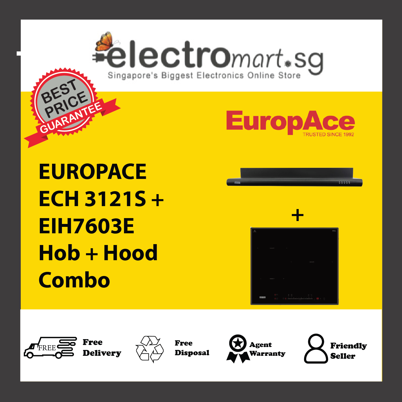 EUROPACE ECH 3121S + EIH7603E Hob + Hood  Combo