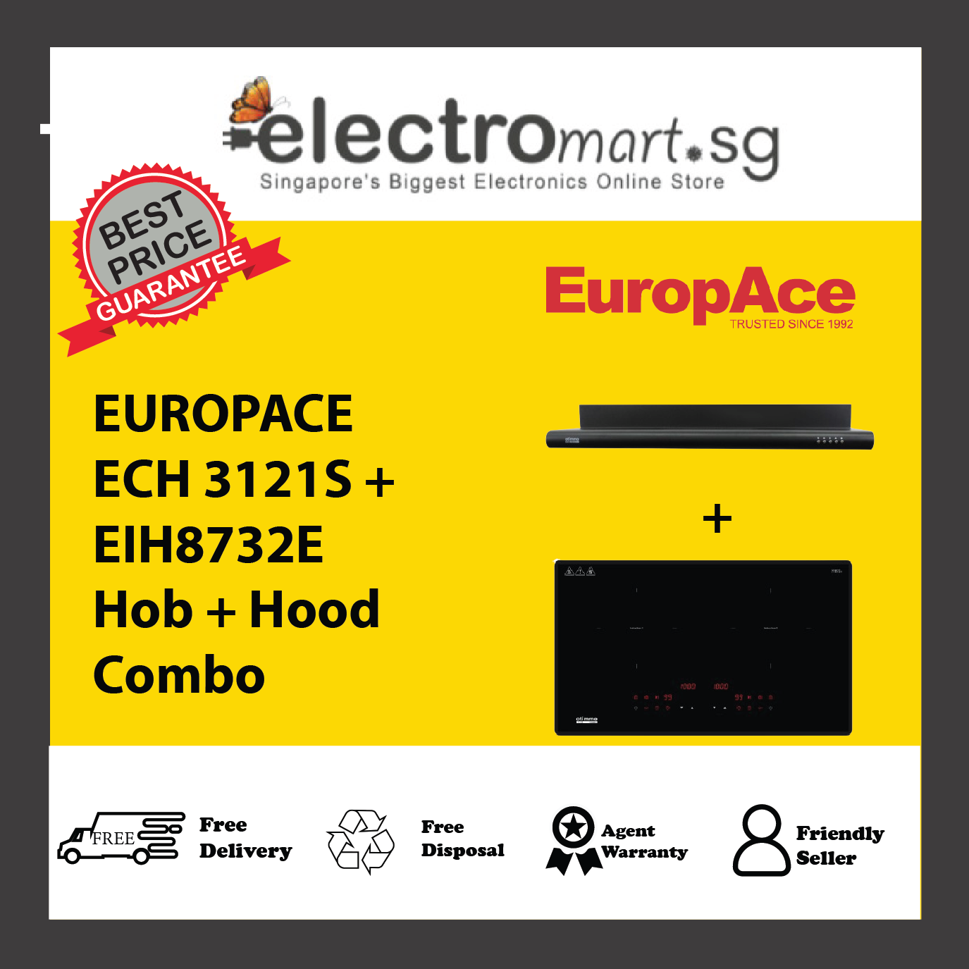 EUROPACE ECH 3121S + EIH8732E Hob + Hood  Combo