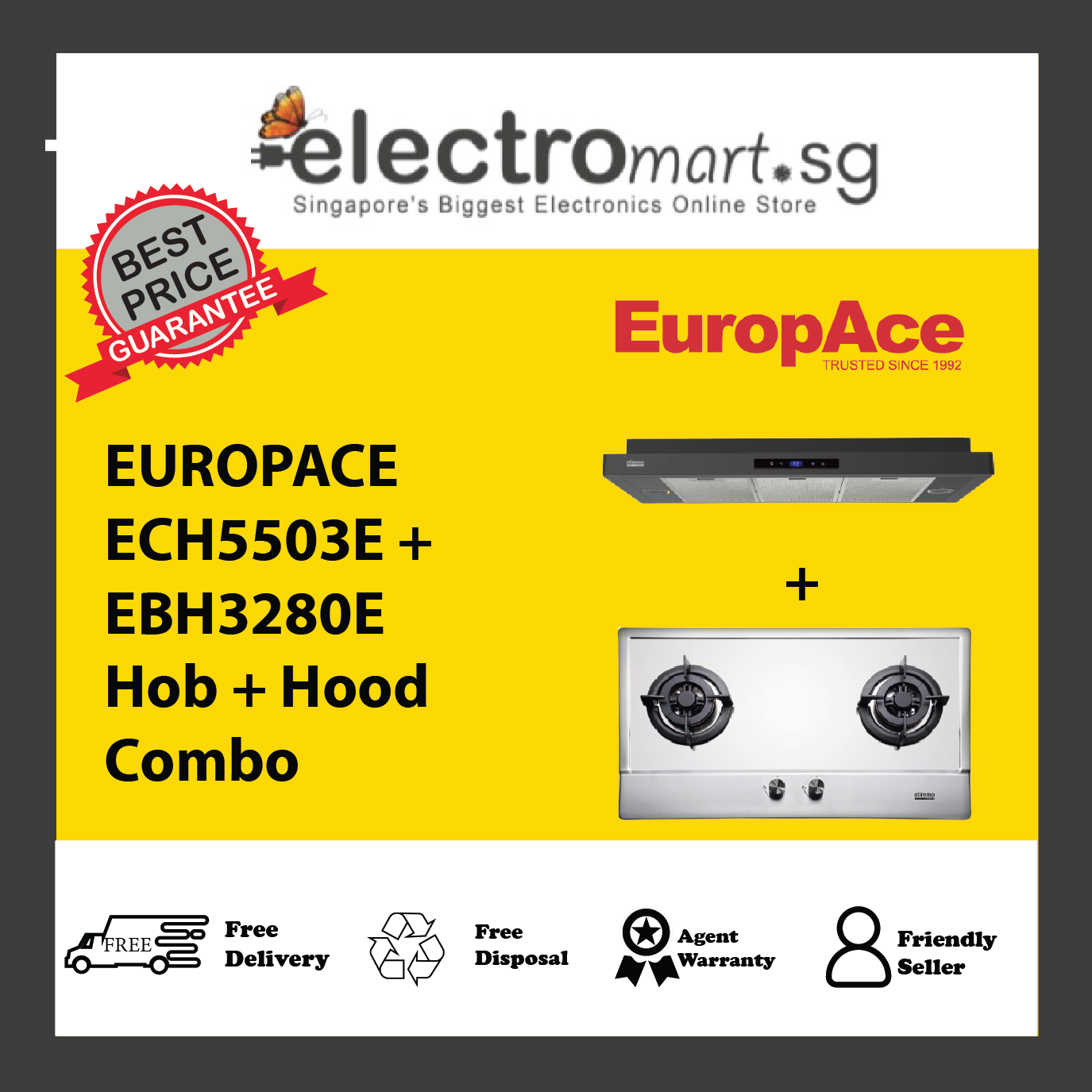 EUROPACE ECH5503E + EBH3280E Hob + Hood  Combo