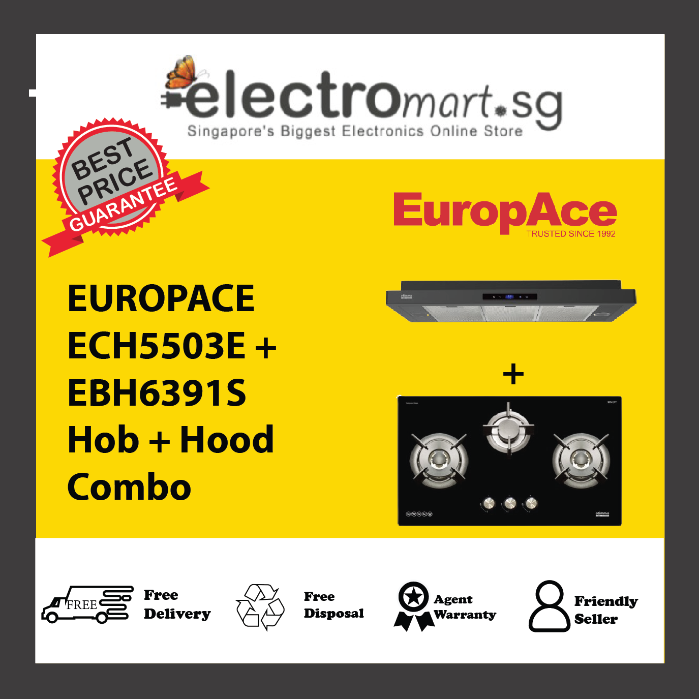 EUROPACE ECH5503E + EBH6391S Hob + Hood  Combo