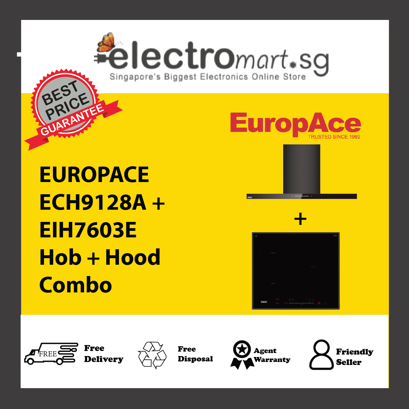 EUROPACE ECH9128A + EIH7603E Hob + Hood  Combo