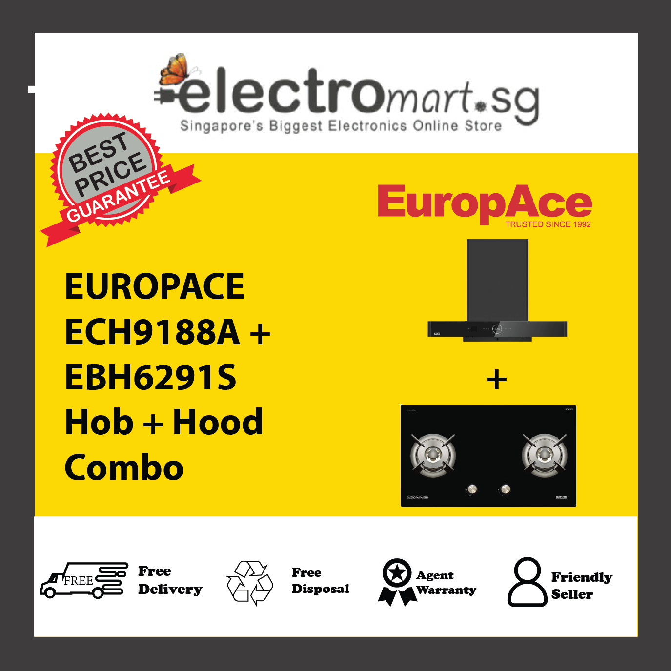 EUROPACE ECH9188A + EBH6291S Hob + Hood  Combo