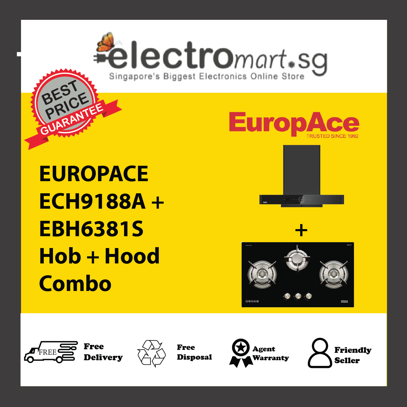 EUROPACE ECH9188A + EBH6381S Hob + Hood  Combo