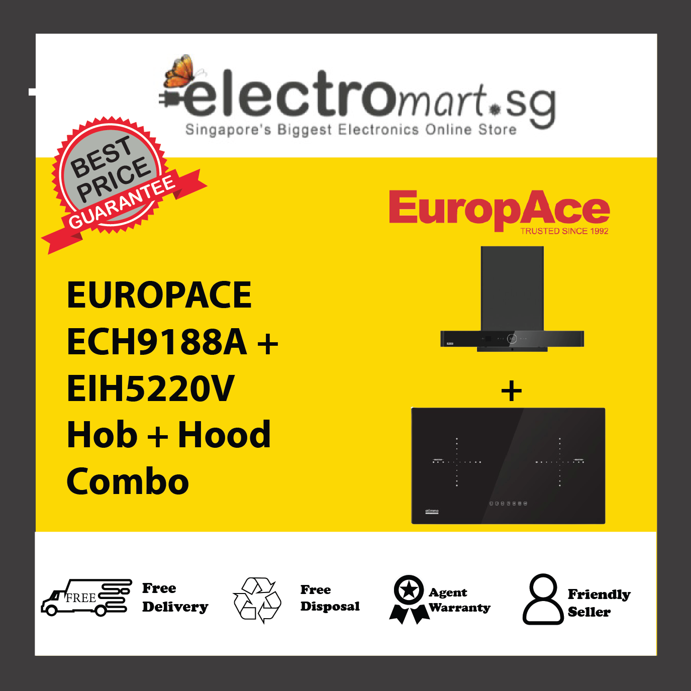 EUROPACE ECH9188A + EIH5220V Hob + Hood  Combo