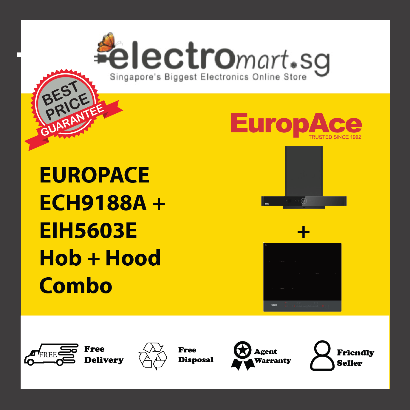 EUROPACE ECH9188A + EIH5603E Hob + Hood  Combo