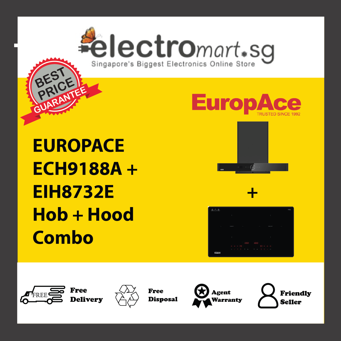 EUROPACE ECH9188A + EIH8732E Hob + Hood  Combo