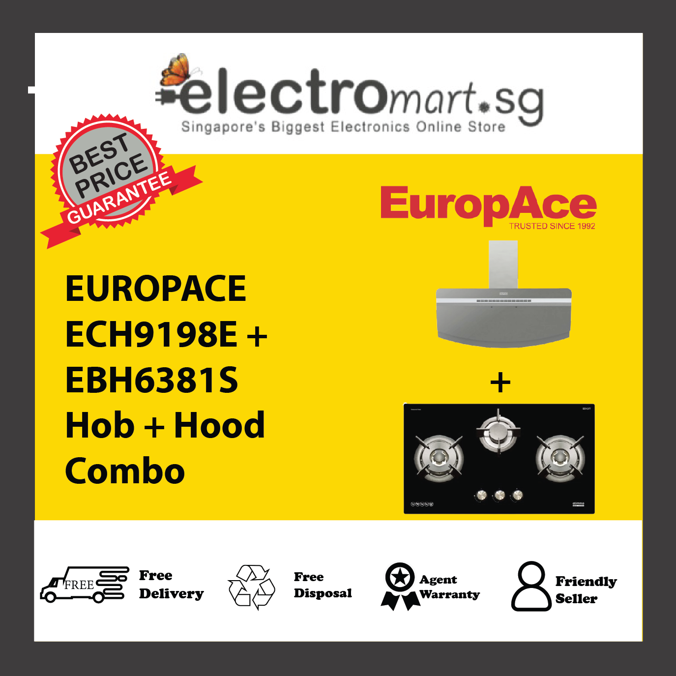 EUROPACE ECH9198E + EBH6381S Hob + Hood  Combo