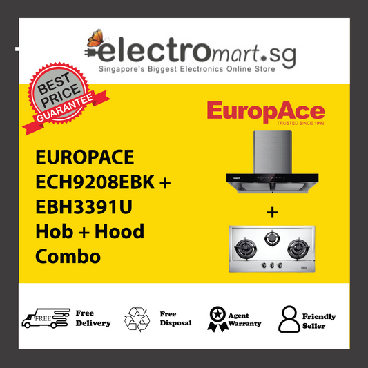 EUROPACE ECH9208EBK + EBH3391U Hob + Hood  Combo