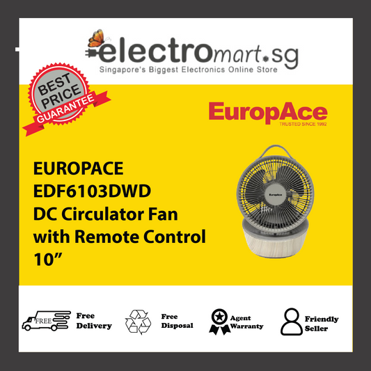 EUROPACE EDF6103DWD DC Circulator Fan with Remote Control 10”