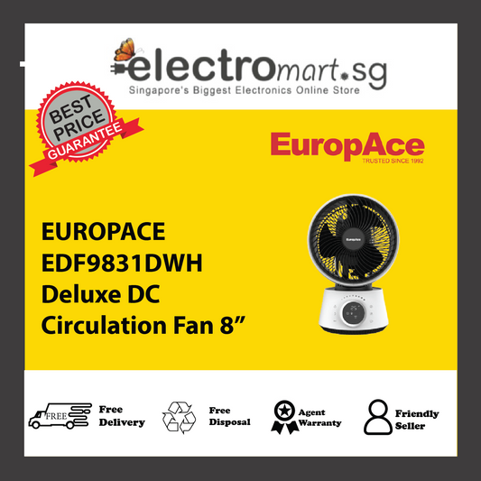 EUROPACE EDF9831DWH Deluxe DC Circulation Fan 8”