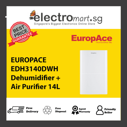 EUROPACE EDH3140DWH Dehumidifier + Air Purifier 14L