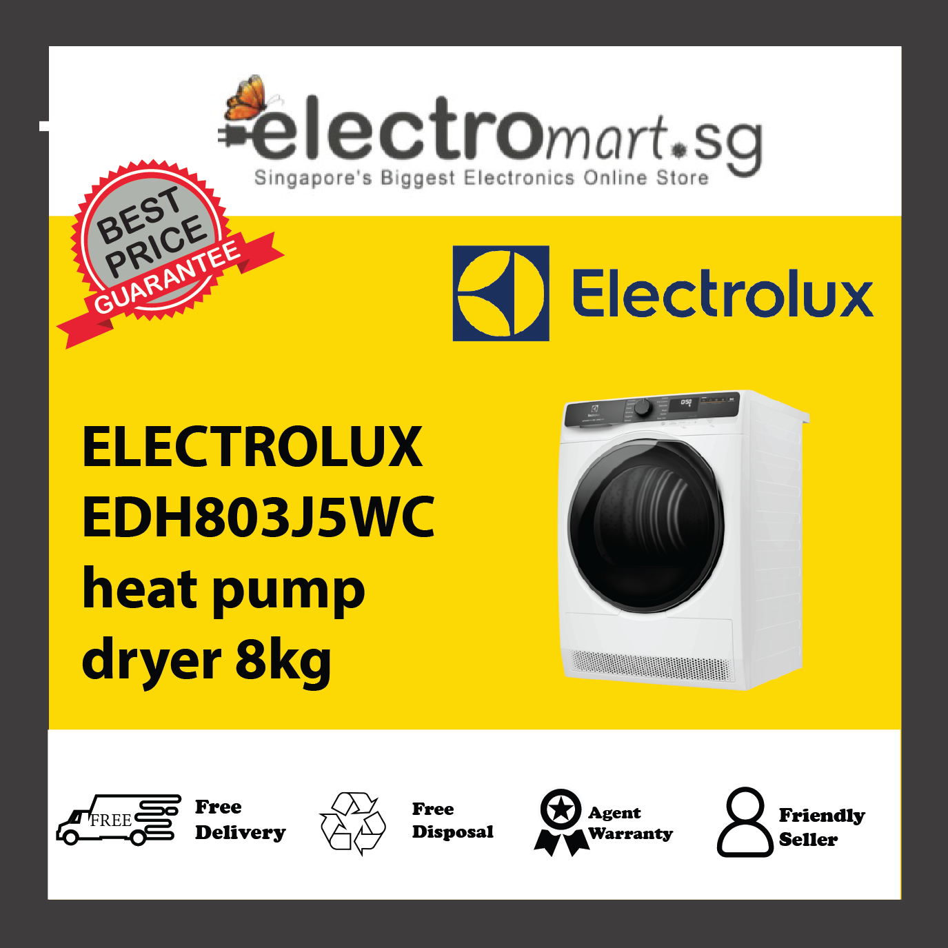 ELECTROLUX EDH803J5WC 8KG UltimateCare 500 Heat Pump Dryer