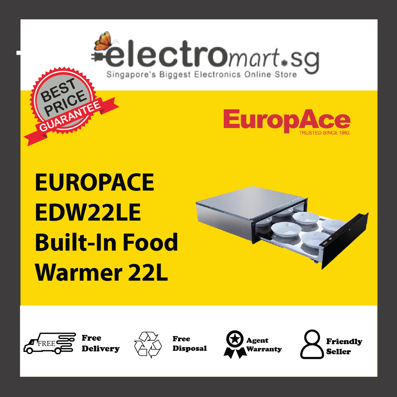 EUROPACE EDW22LE Built-In Food Warmer 22L
