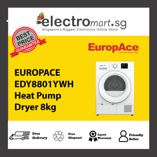 EUROPACE EDY8801YWH Heat Pump Dryer 8kg
