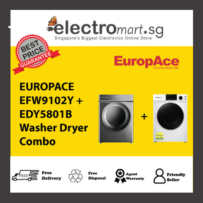 EUROPACE EFW9102Y + EDY5801B Washer Dryer  Combo