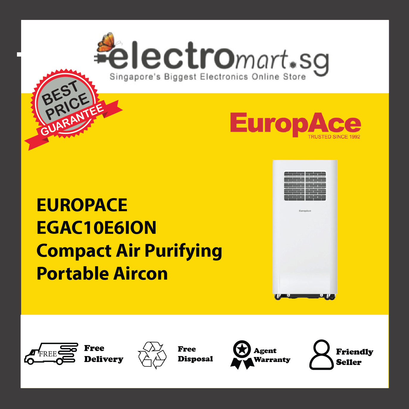 EUROPACE EGAC10E6ION Compact Air Purifying Portable Aircon