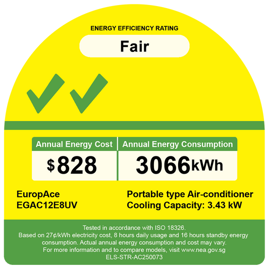 EUROPACE EGAC12E8UV 4-IN-1 Smart Air Purifying Green Portable Aircon