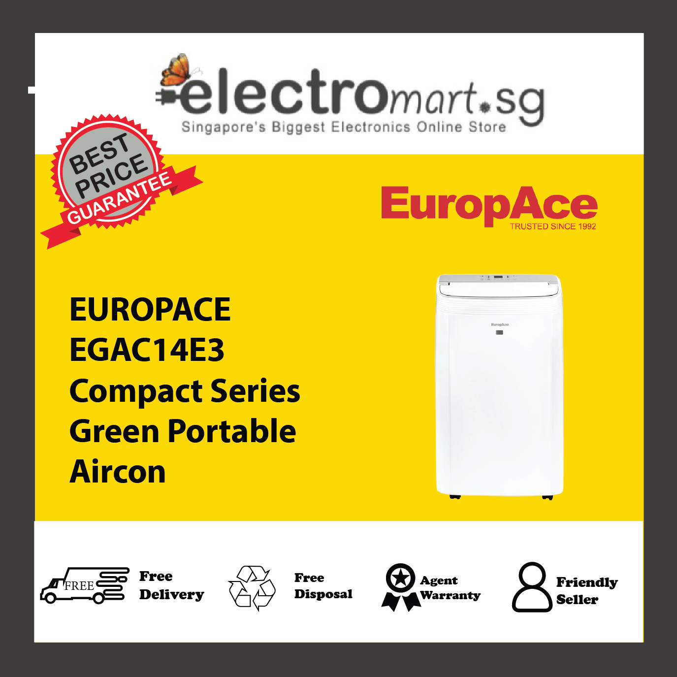 EUROPACE EGAC14E3 Compact Series Green Portable Aircon
