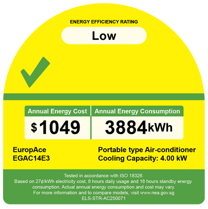 EUROPACE EGAC14E3 Compact Series Green Portable Aircon