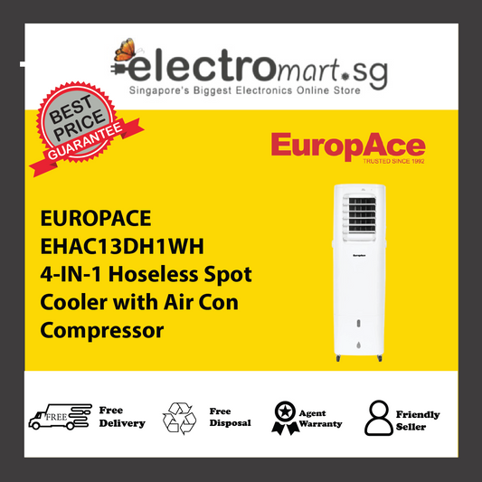EUROPACE EHAC13DH1WH 4-IN-1 Hoseless Spot Cooler with Air Con Compressor