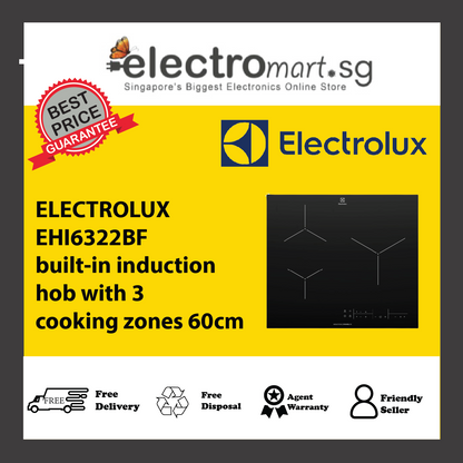ELECTROLUX EHI6322BF UltimateTaste 500 built-in induction hob with 3 cooking zones 60cm