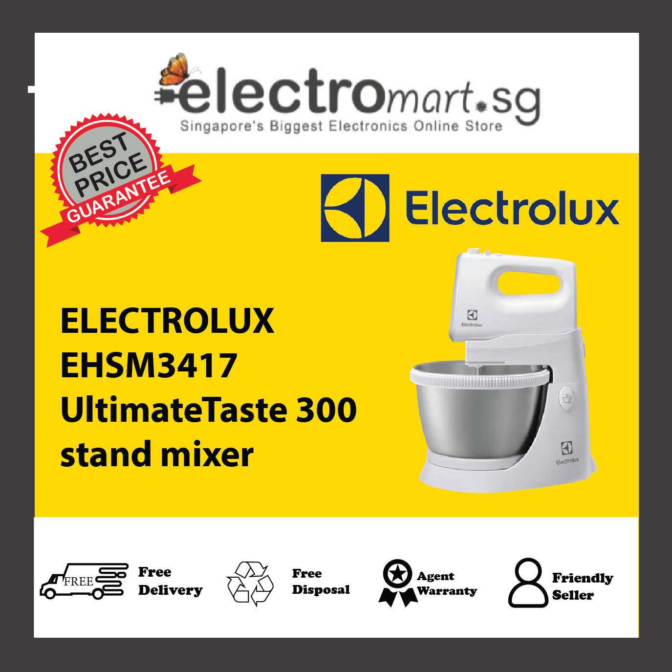 ELECTROLUX EHSM3417 450 watt UltimateTaste 300 stand mixer 3.5L