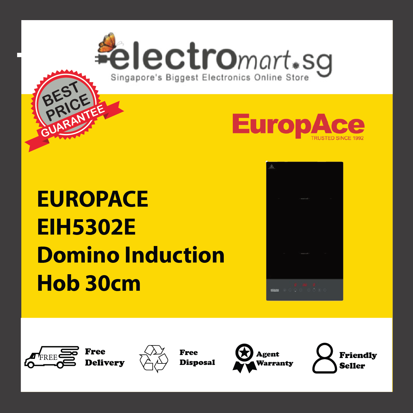 EUROPACE EIH5302E Domino Induction Hob 30cm