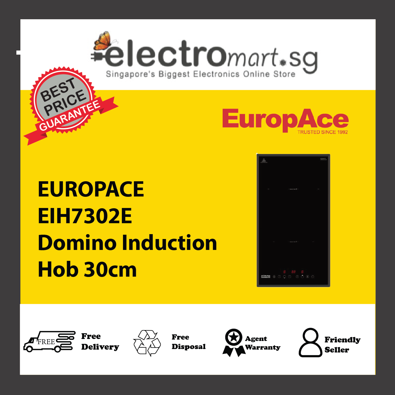 EUROPACE EIH7302E Domino Induction Hob 30cm