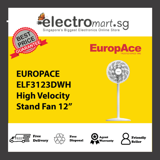 EUROPACE ELF3123DWH High Velocity Stand Fan 12”