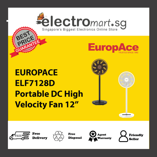 EUROPACE ELF7128D Portable DC High Velocity Fan 12”