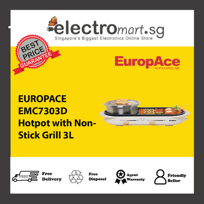 EUROPACE EMC7303D Hotpot with Non- Stick Grill 3L