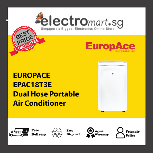 EUROPACE EPAC18T3E Dual Hose Portable Air Conditioner