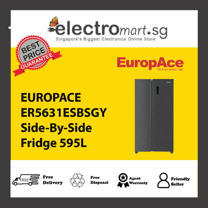 EUROPACE ER5631ESBSGY Side-By-Side Fridge 595L