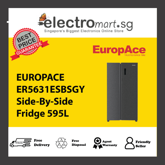EUROPACE ER5631ESBSGY Side-By-Side Fridge 595L