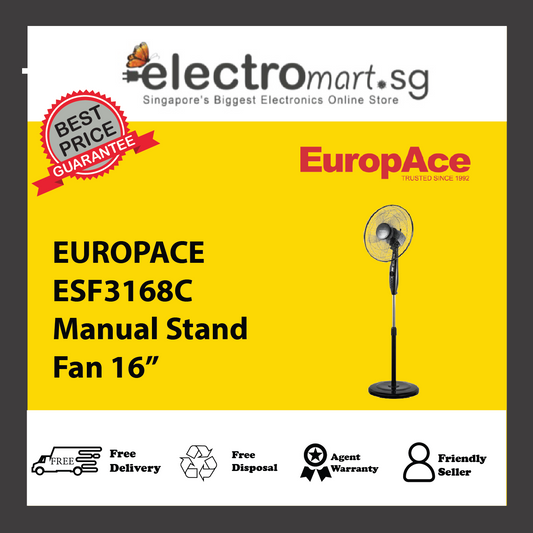 EUROPACE ESF3168C Manual Stand Fan 16”