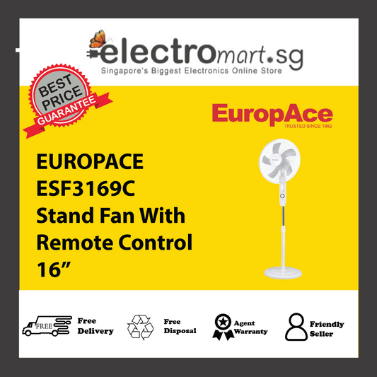 EUROPACE ESF3169C Stand Fan With Remote Control 16”