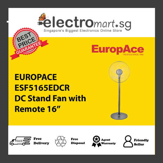 EUROPACE ESF5165EDCR DC Stand Fan with Remote 16”
