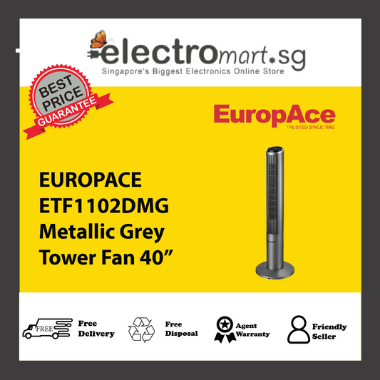 EUROPACE ETF1102DMG Metallic Grey Tower Fan 40”
