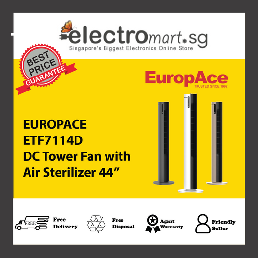 EUROPACE ETF7114D DC Tower Fan with Air Sterilizer 44”
