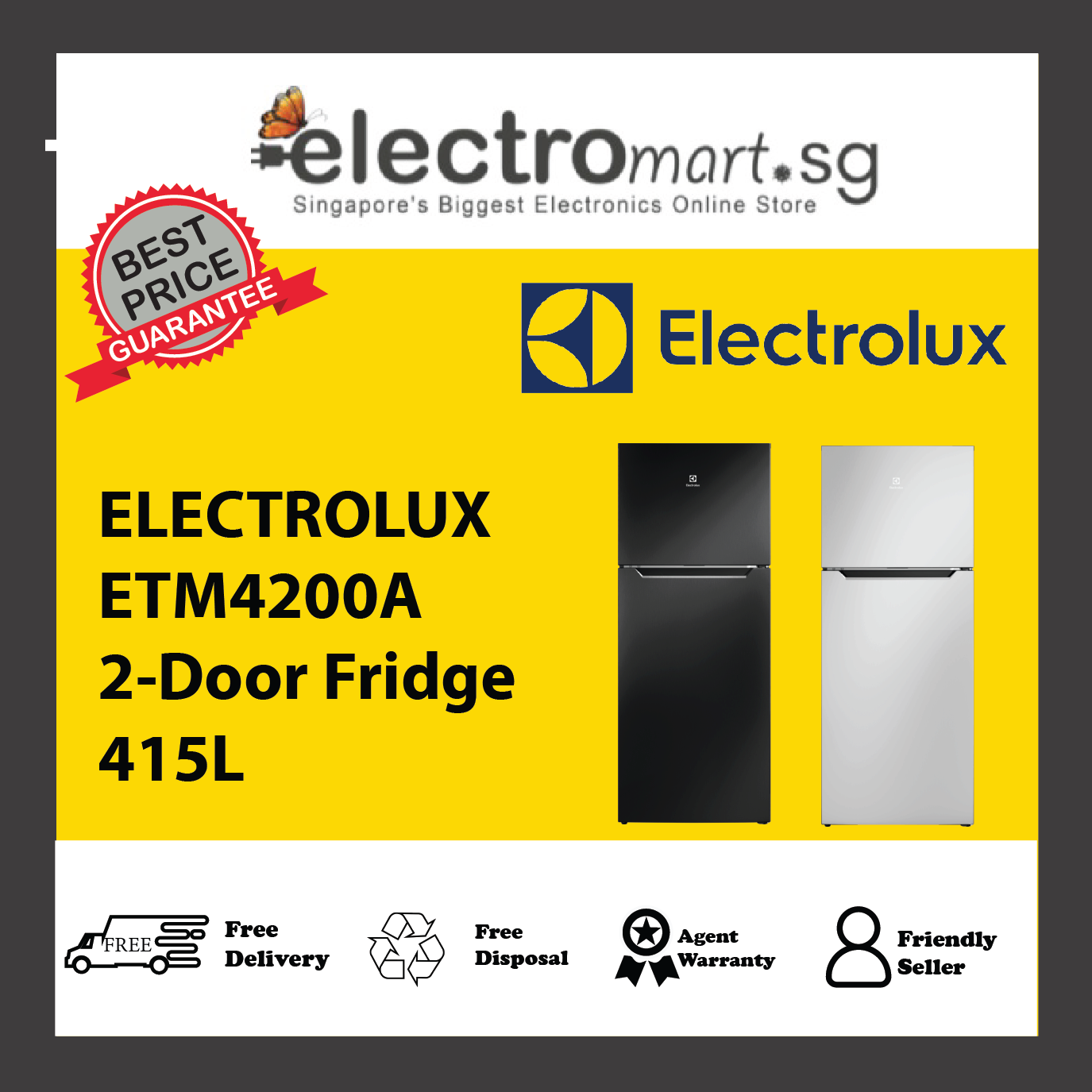 ELECTROLUX ETM4200A 2-Door Fridge 415L