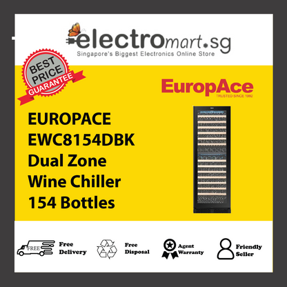 EUROPACE EWC8154DBK Dual Zone Wine Chiller 154 Bottles