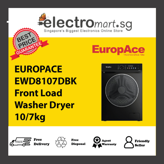 EUROPACE EWD8107DBK Front Load Washer Dryer 10/7kg