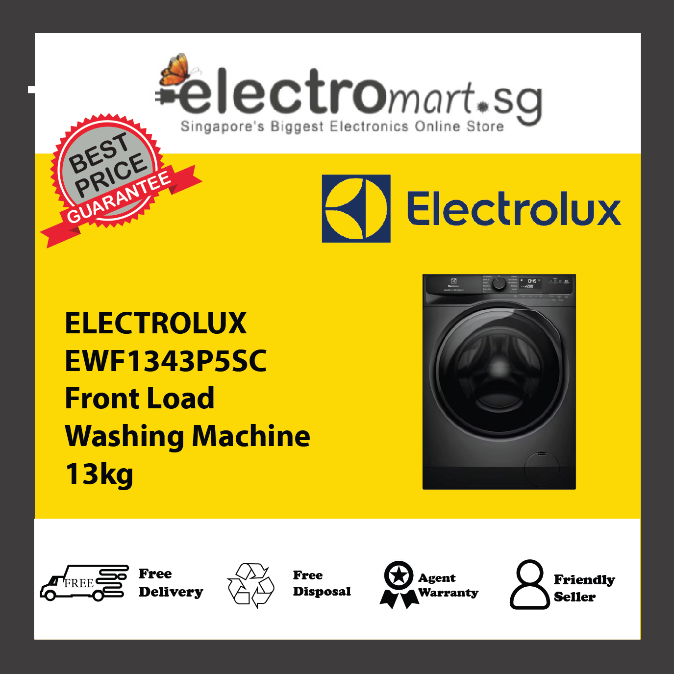 ELECTROLUX EWF1343P5SC Front Load Washing Machine 13kg