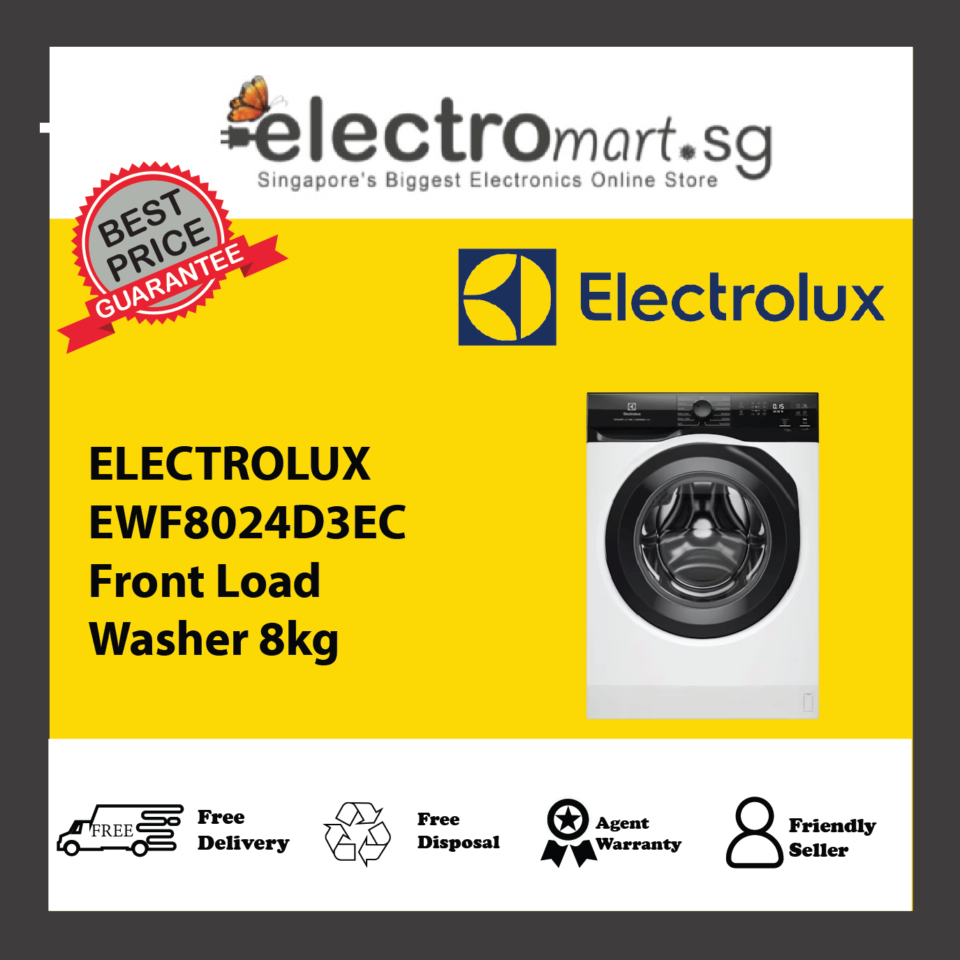 ELECTROLUX EWF8024D3EC Front Load Washer 8kg