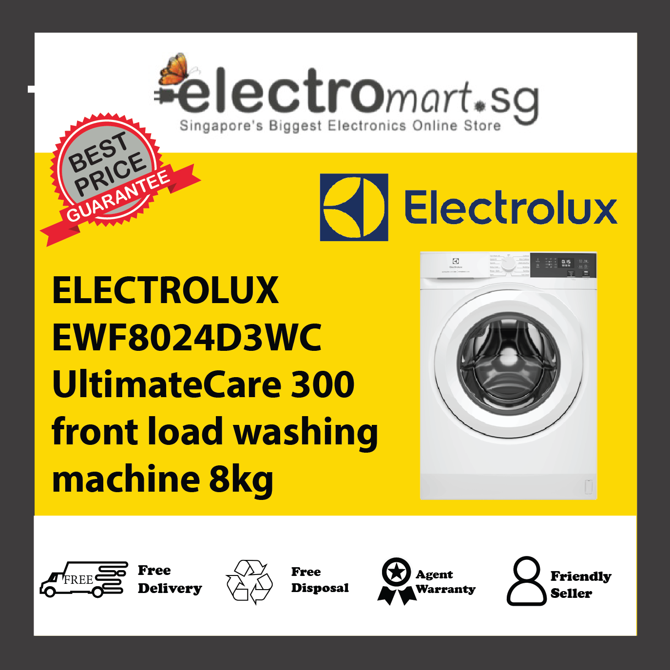 ELECTROLUX EWF8024D3WC UltimateCare 300 front load washing machine 8KG