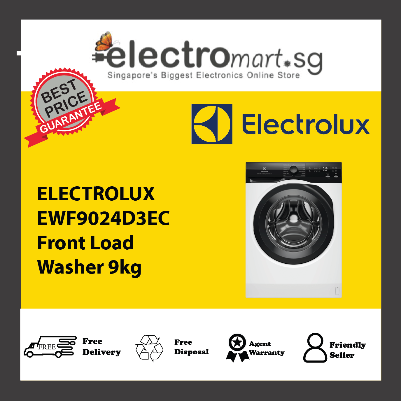 ELECTROLUX EWF9024D3EC Front Load Washer 9kg