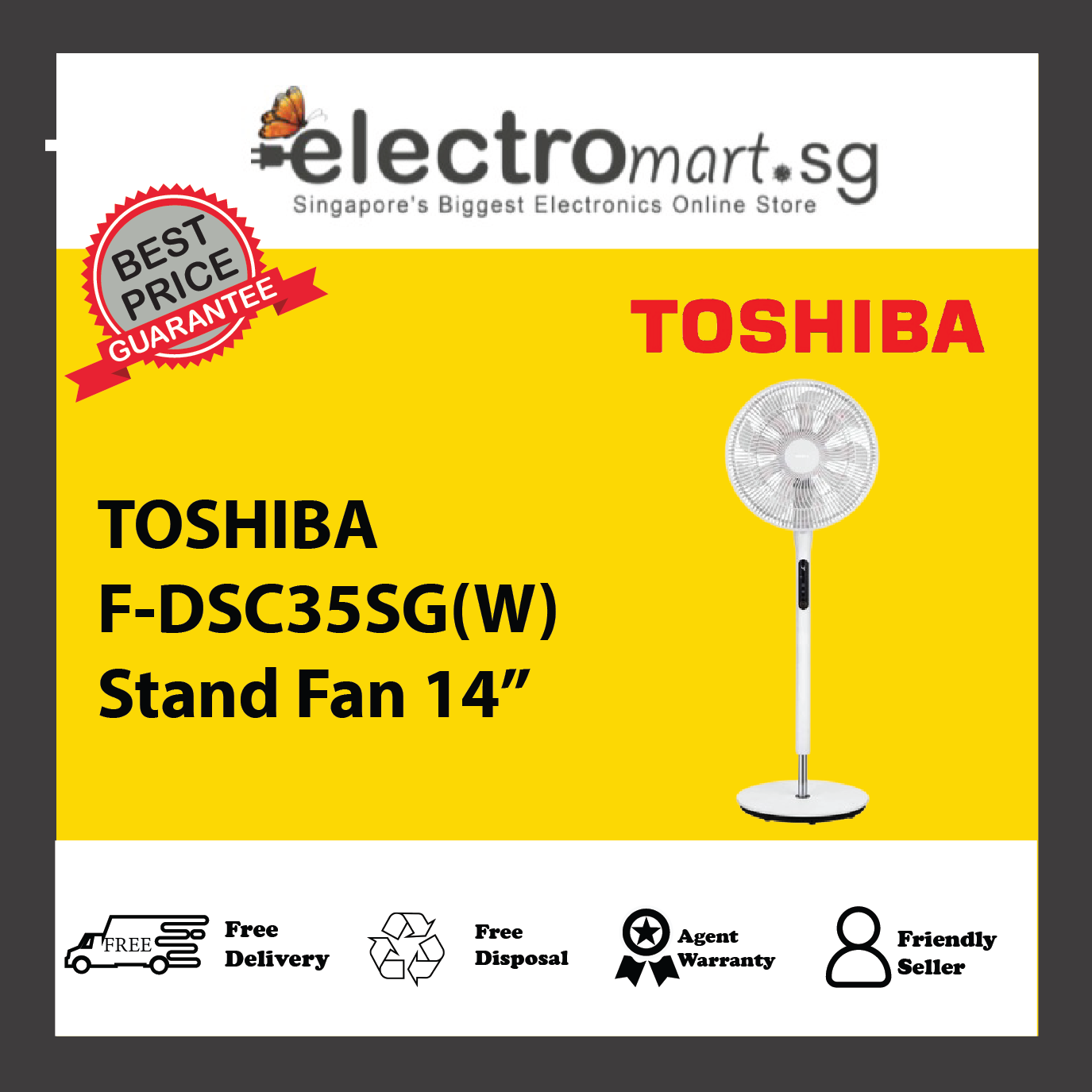 TOSHIBA F-DSC35SG(W) Stand Fan 14”