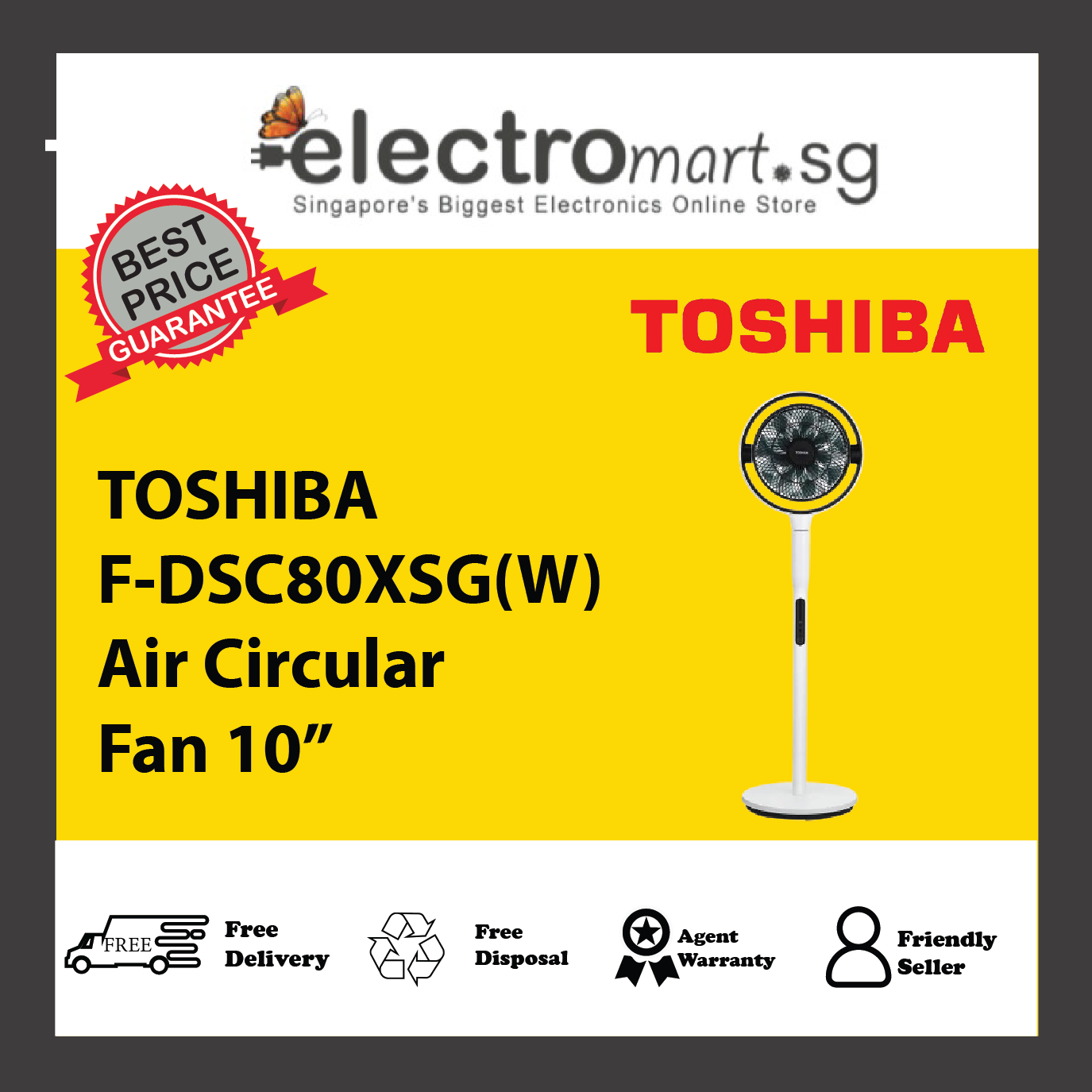 TOSHIBA F-DSC80XSG(W) Air Circular Fan 10”