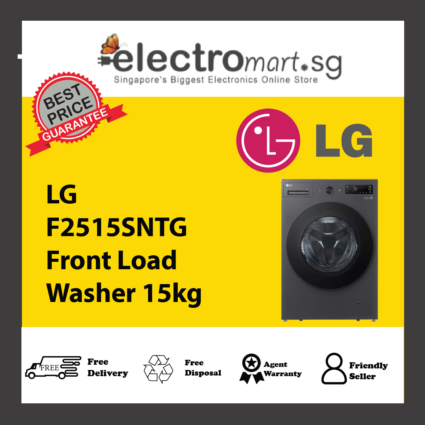 LG F2515SNTG Front Load Washer 15kg