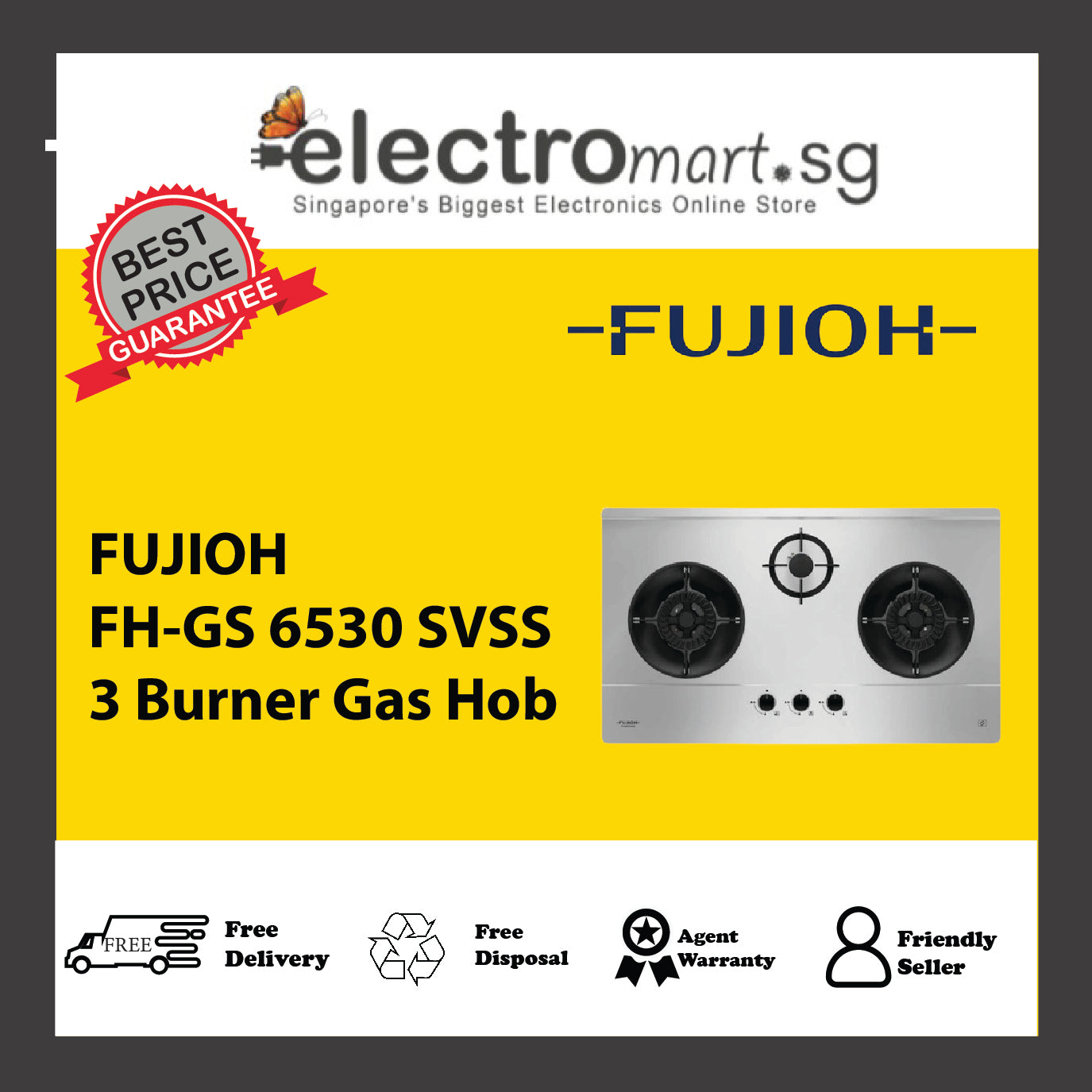 FUJIOH FH-GS 6530 SVSS 3 Burner Gas Hob